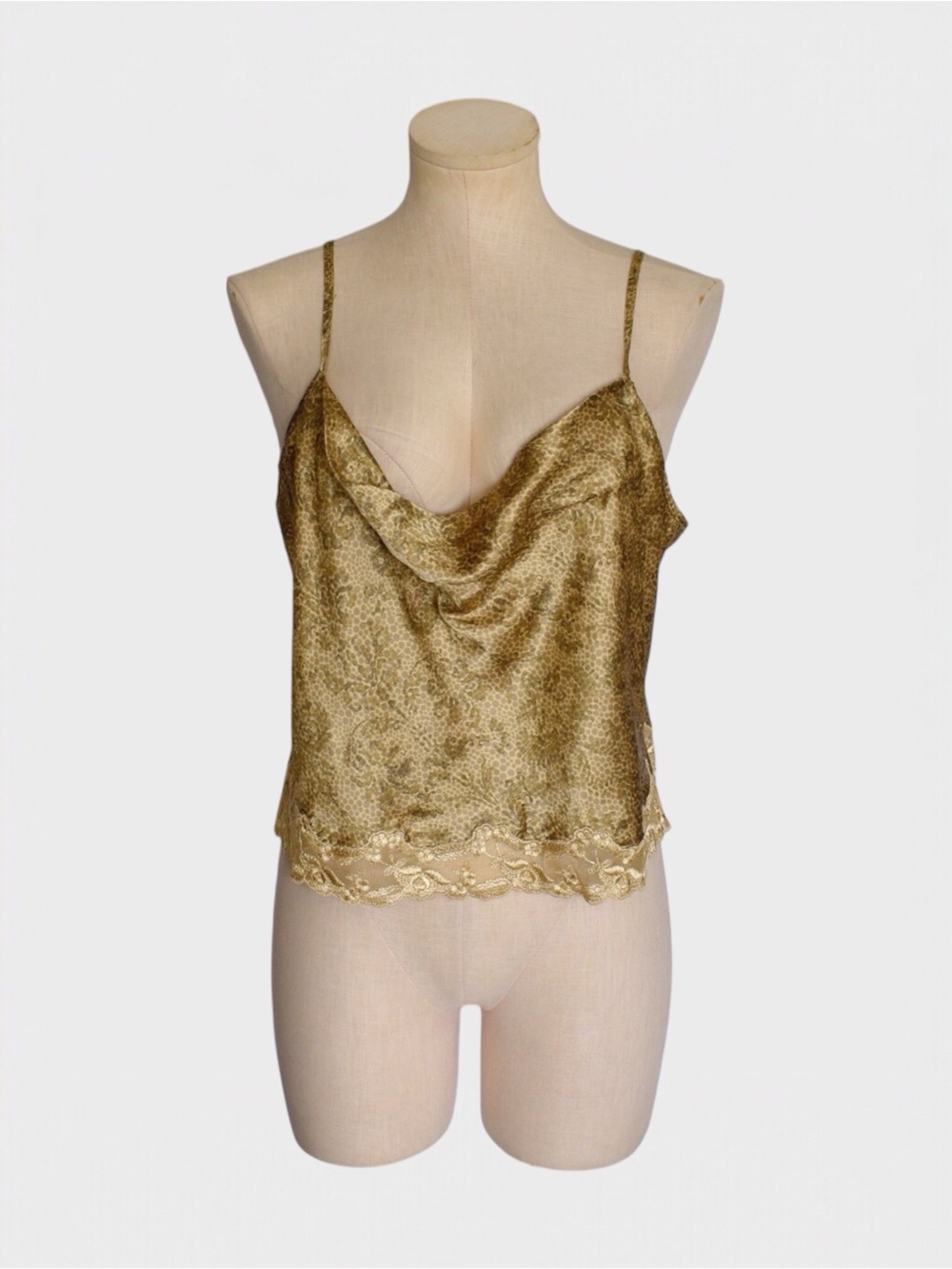 Victorias Secret Vintage 90s Cowl Neck Satin Lace Hem Cami Top